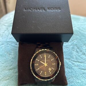 Michael Kors Tortoise Shell Acetate Ladies Watch with Box